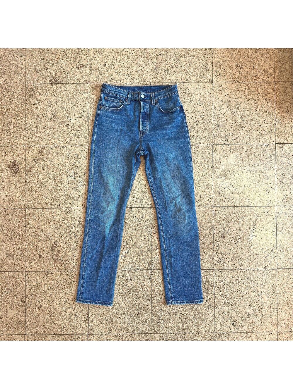 Levi's 501 Original Jeans Women's W28 L32 Worn In-Blue Wash Straight Button Fly